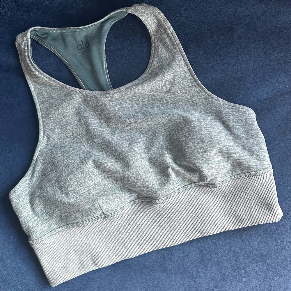 alo Yoga Racerback bra in Marled Seafoam Teal Size L